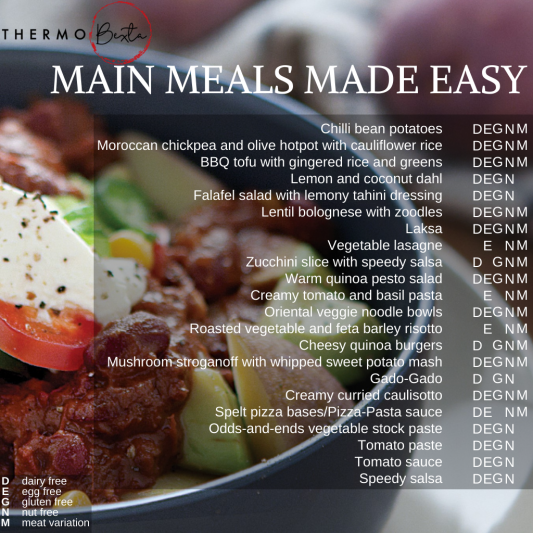 thermomix main meals made easy thermobexta index, chilli bean potatoes in blue bowl in background