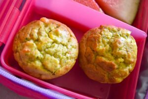 Thermomix cheesy savoury muffins in pink lunchbox